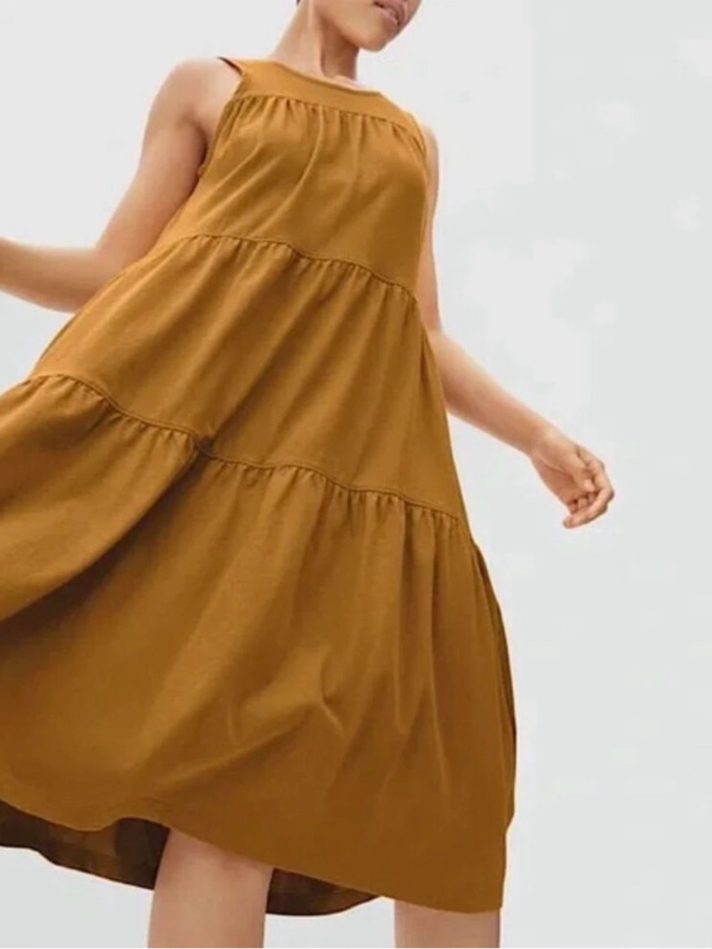 Everlane The Weekend Tiered Dress in goldenrod